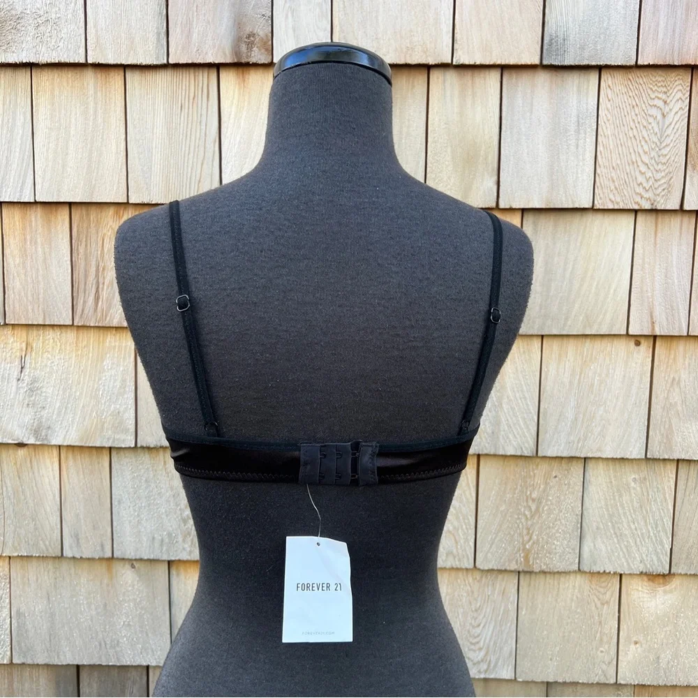 NWT Forever 21 Black and White Satin Lace French Maid Bra, S - Picture 2 of 9